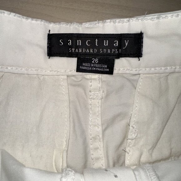 Sanctuary Standard Surplus White Straight Leg Cargo Pocket Pants Women's 26 - Picture 5 of 8